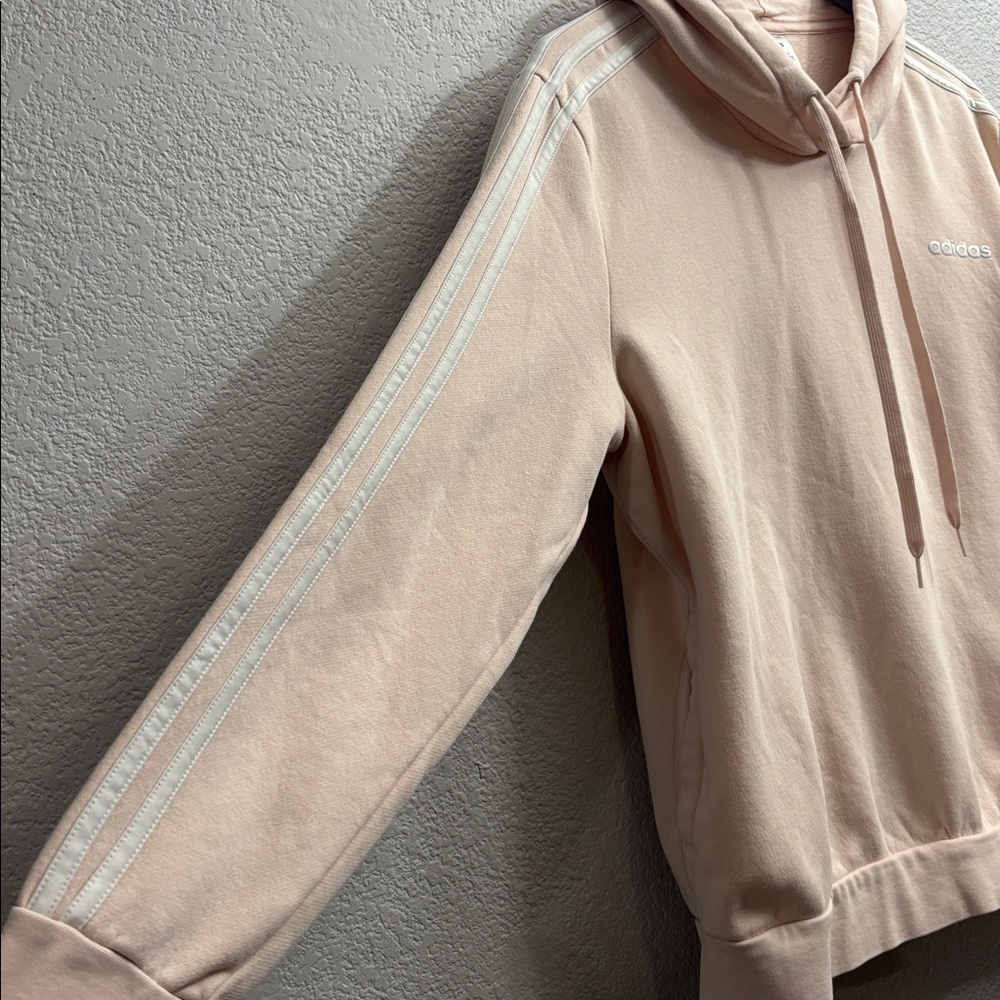 Adidas Light Pink Hoodie with White Stripes- Great condition - Picture 2 of 6